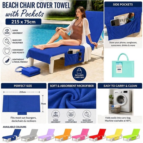 Sun lounger towel with pockets - sun,